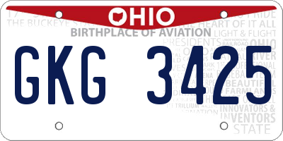 OH license plate GKG3425