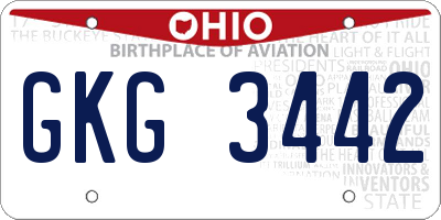 OH license plate GKG3442