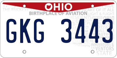 OH license plate GKG3443