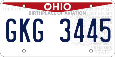 OH license plate GKG3445