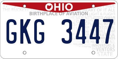 OH license plate GKG3447