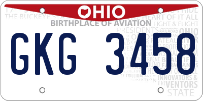 OH license plate GKG3458