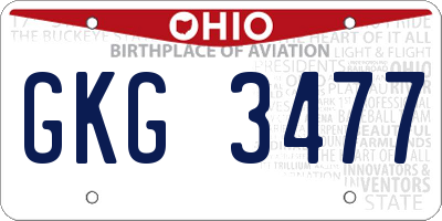 OH license plate GKG3477