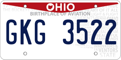 OH license plate GKG3522