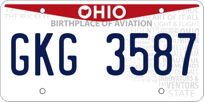 OH license plate GKG3587