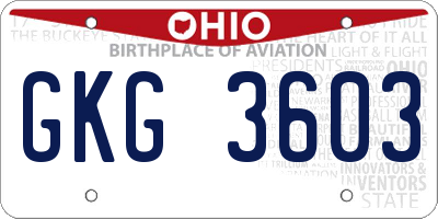 OH license plate GKG3603