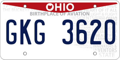 OH license plate GKG3620