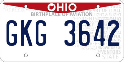 OH license plate GKG3642