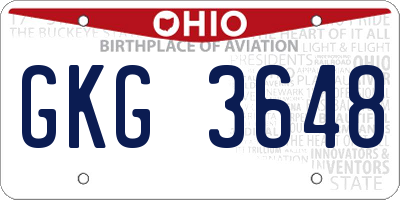 OH license plate GKG3648