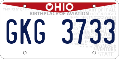 OH license plate GKG3733