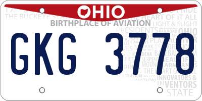OH license plate GKG3778