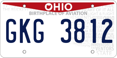 OH license plate GKG3812