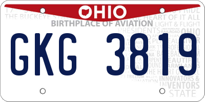 OH license plate GKG3819