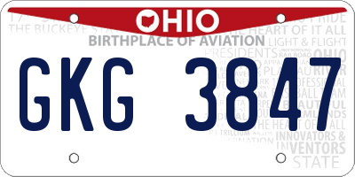 OH license plate GKG3847