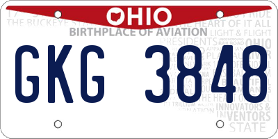 OH license plate GKG3848