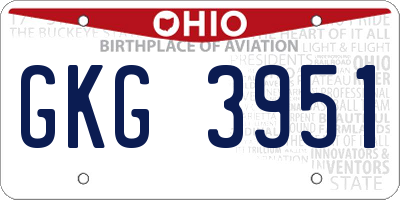 OH license plate GKG3951
