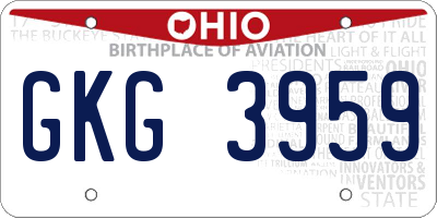 OH license plate GKG3959
