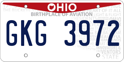 OH license plate GKG3972