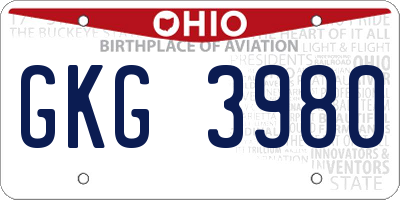 OH license plate GKG3980