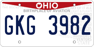 OH license plate GKG3982