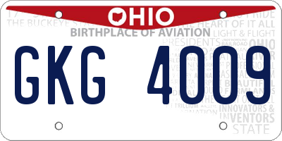 OH license plate GKG4009
