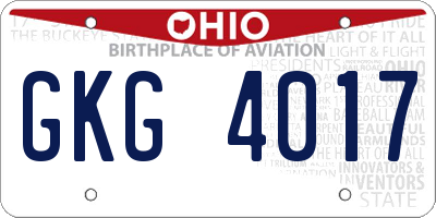 OH license plate GKG4017