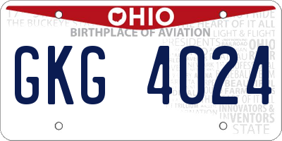 OH license plate GKG4024