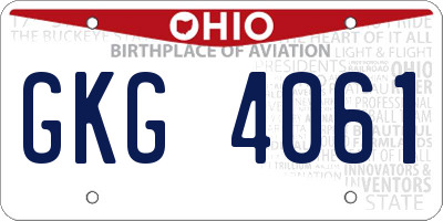 OH license plate GKG4061