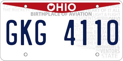 OH license plate GKG4110