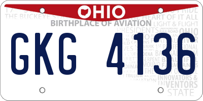 OH license plate GKG4136