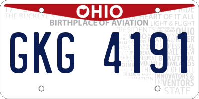 OH license plate GKG4191