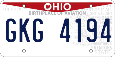 OH license plate GKG4194