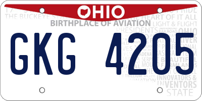OH license plate GKG4205