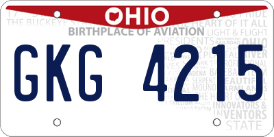 OH license plate GKG4215