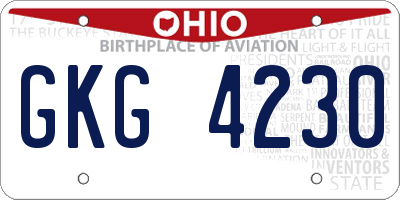 OH license plate GKG4230