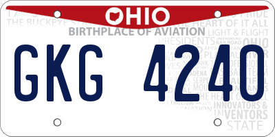 OH license plate GKG4240