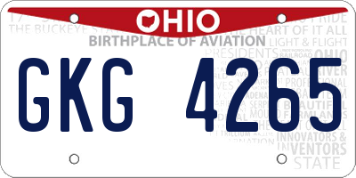 OH license plate GKG4265
