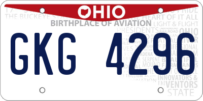 OH license plate GKG4296