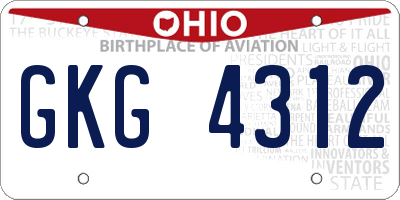 OH license plate GKG4312