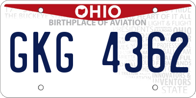 OH license plate GKG4362