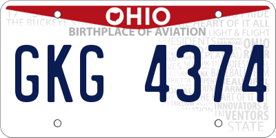 OH license plate GKG4374