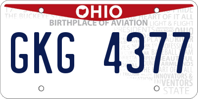 OH license plate GKG4377