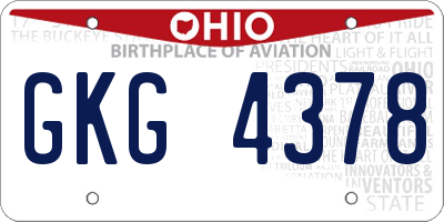 OH license plate GKG4378