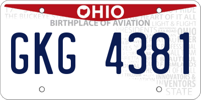 OH license plate GKG4381