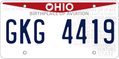 OH license plate GKG4419