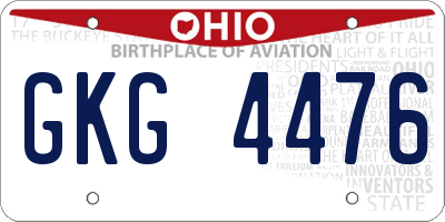 OH license plate GKG4476