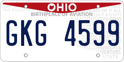OH license plate GKG4599