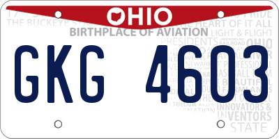 OH license plate GKG4603