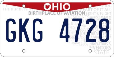 OH license plate GKG4728