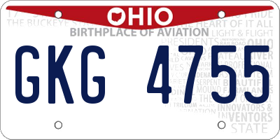 OH license plate GKG4755